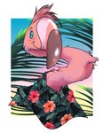 anthro floral_print male palm_leaves solo sunset tropical pinkpalmingo avian bird flamingo headshot_portrait portrait