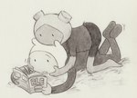 bottomwear clothing duo hat headgear headwear lying magazine male not_furry on_another on_front plant reading shorts toony lynxfurr adventure_time cartoon_network fern_(adventure_time) finn_the_human elemental_creature elemental_humanoid flora_fauna human humanoid mammal plant_humanoid graphite_(artwork) hi_res traditional_media_(artwork)