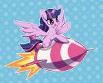 cutie_mark feathered_wings feathers female flying fur hair horn multicolored_hair purple_body purple_eyes purple_feathers purple_fur purple_hair rocket rocket_ship solo sparkles two_tone_hair wings space-kid friendship_is_magic hasbro my_little_pony mythology twilight_sparkle_(mlp) equid equine mammal mythological_creature mythological_equine winged_unicorn