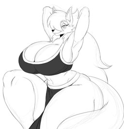anthro big_breasts blush bra breasts cleavage clothed clothed_anthro clothed_female clothing curvy_figure female female_anthro hair half-closed_eyes hands_behind_head huge_breasts long_hair looking_at_viewer midriff narrowed_eyes raised_arm simple_background smile solo sports_bra thick_thighs underwear voluptuous voluptuous_anthro voluptuous_female white_background wide_hips sssonic2 mammal species_request 2019 absurd_res black_and_white character_request digital_media_(artwork) hi_res monochrome