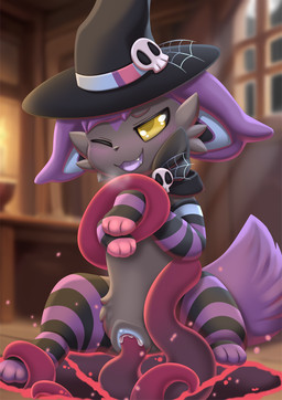 clothing female feral footwear genitals hat headgear headwear magic_user penetration ritual seele sex socks solo summoning_circle tentacle_penetration tentacle_sex tentacles vulva witch witch_costume witch_hat revous nintendo pokemon eeveelution generation_6_pokemon pokemon_(species) sylveon