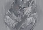 anthro blush bodily_fluids comforting crying duo emotional eyewear gentleman glasses hug laugh looking_down love male male/male raining relatable relationship relationship_goals romantic romantic_couple sad sharing sniffling tears yuu-chan lackadaisy mordecai_heller rocky_rickaby felid feline mammal absurd_res hi_res