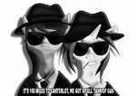 biting_on_toothpick clothing duo eyewear female hair hat headgear headwear horn multicolored_hair simple_background suit sunglasses text toothpick two_tone_hair white_background toonlancer friendship_is_magic hasbro my_little_pony mythology saturday_night_live the_blues_brothers octavia_(mlp) vinyl_scratch_(mlp) earth_pony equid equine horse mammal mythological_creature mythological_equine pony unicorn 2012 absurd_res english_text greyscale hi_res monochrome