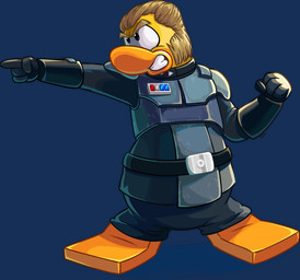 armor belt black_belt black_bottomwear black_clothing black_gloves black_handwear black_pants blonde_hair bottomwear clenched_teeth clothing fist gesture gloves hair hand_gesture handwear looking_aside male pants pointing short_hair solo teeth toony yellow_body unknown_artist club_penguin star_wars alexsandr_kallus avian bird penguin alpha_channel crossover full-length_portrait hi_res official_art portrait