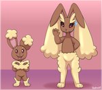 ambiguous_gender anthro bodily_fluids brown_body brown_fur duo featureless_chest featureless_crotch fur looking_down sweat sweatdrop tan_body tan_fur heshieokf nintendo pokemon buneary generation_4_pokemon lagomorph lopunny mammal pokemon_(species) absurd_res hi_res