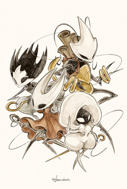 2_horns ambiguous_gender anthro biped black_arms black_body black_eyes black_legs cloak clothed clothing empty_eyes group holding_melee_weapon holding_object holding_weapon horn mask melee_weapon pose red_cloak red_clothing standing thread weapon white_body white_eyes fioco_virus hollow_knight:_silksong hollow_knight_(franchise) team_cherry hornet_(hollow_knight) lace_(small_on_top) phantom_(hollow_knight:_silksong) shakra_(hollow_knight:_silksong) arthropod 2025 hi_res female_(lore)