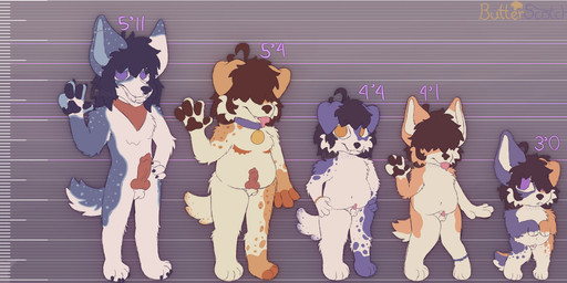 animal_genitalia animal_penis anklet anthro black_hair bodily_fluids bracelet brown_hair canine_genitalia canine_penis chart collar drooling family fangs floppy_ears fluffy fur genitals group hair height_chart jewelry kerchief knot long_hair male multicolored_body multicolored_fur penis pointy_ears saliva short_hair slightly_chubby teeth white_body white_fur young bwuhterscotch aroni_(bwuhterscotch) kuro_(bwuhterscotch) scotch_(bwuhterscotch) spade_(bwuhterscotch) spur_(bwuhterscotch) border_collie canid canine canis collie domestic_dog herding_dog hybrid mammal mixed_breed old_english_sheepdog pastoral_dog sheepdog absurd_res hi_res model_sheet
