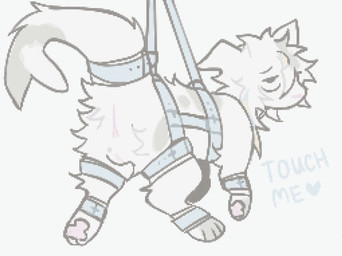 bdsm blue_harness bondage bound female feral fin fur genitals harness solo suspension tail tail_fin tan_body tan_fur text vulva littleperrito aquatic domestic_cat felid feline felis hybrid mammal pinniped seal 2026 english_text hi_res