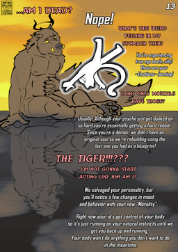 anthro big_penis cloud dialogue dream duo ear_piercing ear_ring facial_scar fangs floating fur genitals halo huge_penis male muscular muscular_anthro muscular_male nipples nude pawpads pecs penis piercing reflection ring_piercing scar size_difference tail teeth text water picantetortuga mythology darius_(picantetortuga) juno_(picantetortuga) canid canine demon humanoid mammal mythological_canine mythological_creature spirit werecanid werecanine werecreature absurd_res comic digital_media_(artwork) english_text hi_res