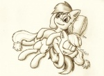 2013 applejack_(mlp) cutie_mark duo english_text equine female feral friendship_is_magic hair horse lying monochrome multi-colored_hair my_little_pony on_back pegasus pillow pony punk-pegasus rainbow_dash_(mlp) sleeping text traditional_media wings
Rating: Safe
Score: 0
User: Falord
Date: August 09, 2013