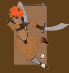 anthro bandage bandaged_foot bracelet eyebrows eyelashes fangs female hair jewelry melee_weapon muscular pose solo sword teeth tongue warrior weapon aternight canid hybrid hyena mammal absurd_res hi_res pinup