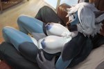 anthro anthro_on_anthro areola big_breasts black_body black_fur blue_areola blue_body blue_eyes blue_nipples bob_cut breast_grab breasts chest_tuft detailed_background duo eyelashes female first_person_view from_behind_position fur furniture genitals glistening glistening_breasts grabbing_from_behind hair hair_over_eye hand_on_breast hand_on_hip high-angle_view hip_grab inner_ear_fluff looking_at_viewer looking_back looking_back_at_viewer male male/female nipples nude on_lap on_leg on_sofa pussy rear_view sex sitting sitting_on_lap smile sofa tail thick_thighs tuft white_body white_fur aib_leyley anon kimber_(devin_arts) canid canine canis domestic_dog german_shepherd herding_dog husky hybrid mammal nordic_sled_dog pastoral_dog spitz digital_media_(artwork) hi_res
