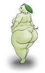 anthro anthrofied belly big_belly big_butt breasts butt female huge_butt looking_back love_handles nipples non-mammal_breasts obese obese_anthro obese_female overweight overweight_anthro overweight_female plant pokemorph side_boob solo bbwpokedex eddy_okapi nintendo pokemon chikorita elemental_creature flora_fauna generation_2_pokemon pokemon_(species) scalie