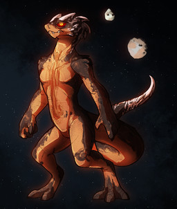 anthro anthrofied male mars_(planet) red_body solo space standing conditional_dnp shido-tara reptile scalie snake hi_res