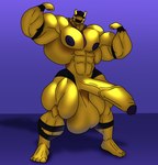 abs anthro balls biceps big_balls big_penis erection flexing genitals huge_balls huge_penis hyper male muscular nipples pecs penis solo parttimeyeen_(artist) a_hat_in_time the_conductor_(ahit) avian bird owl hi_res