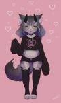 anthro clothing female fur hair kemono looking_at_viewer simple_background solo sadleen domestic_cat felid feline felis mammal 2019 3:5 absurd_res digital_media_(artwork) hi_res