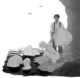 barefoot bucket butt cliff container crouching dark_body dark_skin eye_contact eyewear feet freckled_back freckled_butt freckled_face freckled_legs freckled_shoulders freckles front_view glasses group light_body light_skin looking_at_another nude outdoor_nudity outside partially_submerged rock rocky_terrain rolled_up_pants scales sharp_teeth smile suspenders swimming tail teeth toes wearing_glasses starfleetrambo edward_(starfleetrambo) lachlann_(starfleetrambo) oskar_(starfleetrambo) animal_humanoid human humanoid mammal marine marine_humanoid nixie siren greyscale hi_res monochrome trans_(lore) trans_man_(lore)