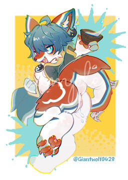 ahoge alcohol anthro anus belly beverage blue_eyes blue_hair blue_sclera blue_text bodily_fluids bowl breasts brown_nose butt claws container curved_tail fangs female genital_fluids genitals hair holding_beverage holding_object inner_ear_fluff kemono looking_back multicolored_body multicolored_ears navel nipples open_mouth pawpads paws red_pawpads sample_text snout solo substance_intoxication tail teeth text tongue tuft vaginal_fluids vulva white_claws white_inner_ear_fluff yin_yang giantwolf0428 canid canine mammal species_request 2025 colored digital_drawing_(artwork) digital_media_(artwork) hi_res signature