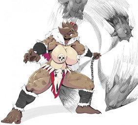 action_pose ankle_guards anthro barefoot biceps big_breasts biped black_nose bottomwear breasts brown_body brown_fur brown_hair cape claws clothed clothing crown curvy_figure feet female fighting_pose flail fur fur_cape fur_clothing hair hair_over_eye headgear holding_chain holding_flail holding_melee_weapon holding_object holding_weapon hourglass_figure huge_breasts loincloth markings melee_weapon midriff motion_lines muscular muscular_anthro muscular_arms muscular_female muscular_thighs narrowed_eyes navel one_eye_obstructed pose queen redesign royalty simple_background skimpy skull_accessory skull_pasties smile solo spinning_flail spots spotted_body spotted_fur thick_thighs three-quarter_view toes tribal tribal_clothing vein veiny_muscles warlord warrior weapon white_background wrist_guards noirchaton4 zarina_(noirchaton4) hyena mammal spotted_hyena 2024 full-length_portrait hi_res portrait