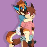 anthro candy carrying_another chocolate clean_diaper clothed clothing dessert diaper duo female female/female food playing waffle wearing_diaper young young_anthro anowotternpc cinna canid canine fox mammal 1:1 absurd_res hi_res