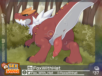 2_claws animal_genitalia anus big_tail black_claws black_sclera bodily_fluids butt camera_hud claws day dripping erection feral finger_claws forest genital_fluids genital_slit genitals grass looking_at_viewer looking_back looking_back_at_viewer male male_feral multicolored_body multicolored_tail nature orange_body orange_scales penis plant precum precum_drip presenting presenting_hindquarters raised_tail rear_view red_body red_penis red_scales red_tail scales shrub solo tail text toe_claws tree two_tone_tail white_body white_eyes white_tail foxwithhat new_pokemon_snap nintendo pokemon pokemon_snap prof_blanc's_sex_safari dinosaur fossil_pokemon generation_6_pokemon pokemon_(species) prehistoric_species reptile scalie tyrantrum 2026 4:3 absurd_res english_text hi_res