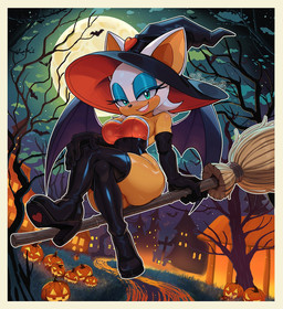 anthro armwear bedroom_eyes big_breasts boots breasts broom broom_riding cleaning_tool clothed clothing costume crossed_legs elbow_gloves eyelashes eyeshadow female footwear full_moon fur gloves hair half-closed_eyes halloween_costume handwear hat headgear headwear high_heeled_boots high_heels holidays legwear light looking_at_viewer magic_user makeup membrane_(anatomy) membranous_wings moon moonlight narrowed_eyes night outside plant seductive shoes sitting smile solo thigh_boots thigh_highs topwear tree wings witch witch_costume witch_hat shiro_sonic halloween sega sonic_the_hedgehog_(series) rouge_the_bat bat mammal digital_media_(artwork) hi_res