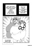 anthro big_moobs chest_tuft erection genitals male moobs nude nude_male orgasm_face orgasm_from_milking overweight overweight_male penis solo text tuft coolietf hugo_bison bison bovid bovine mammal absurd_res comic english_text hi_res monochrome