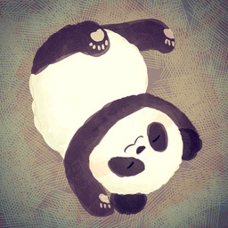 anthro biped black_body black_fur black_nose chibi eyes_closed fur kemono paws slightly_chubby solo white_body white_fur araru bear giant_panda mammal 1:1 2021 hi_res