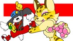 anthro countershading duo female male male/female pawpads chizi bandai_namco kirby_(series) kirby_and_the_forgotten_land klonoa_(series) nintendo clawroline klonoa domestic_cat felid feline felis hybrid leopard mammal pantherine 16:9 hi_res widescreen