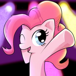 breast_size_difference breasts dancing female fur lights pink_body pink_fur solo unknown_artist friendship_is_magic hasbro my_little_pony pinkie_pie_(mlp) earth_pony equid equine horse mammal pony 1:1 low_res