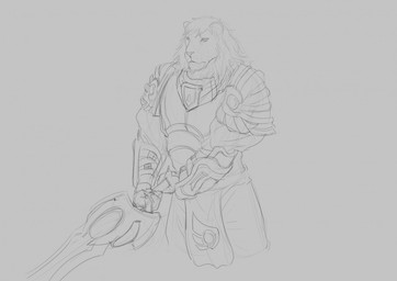 anthro clothed clothing front_view holding_melee_weapon holding_object holding_sword holding_weapon male male_anthro mane melee_weapon mouth_closed narrowed_eyes simple_background solo standing sword weapon aduran felid lion mammal pantherine monochrome portrait sketch three-quarter_portrait