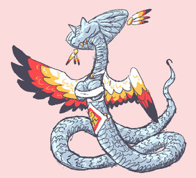 breasts busty_feral clothed clothed_feral clothing female feral jewelry silver_body simple_background smile smirk snake_hood solo woodhouse3d reptile scalie snake winged_snake