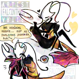 anthro bed black_body blush clothed clothing clothing_lift dialogue duo embarrassed eyes_closed female female/female female_on_top furniture kissing on_top shirt shirt_lift topwear undressing falconthropy hollow_knight:_silksong hollow_knight_(franchise) team_cherry hornet_(hollow_knight) shakra_(hollow_knight:_silksong) arachnid arthropod hymenopteran insect spider wasp 1:1 comic hi_res multiple_scenes