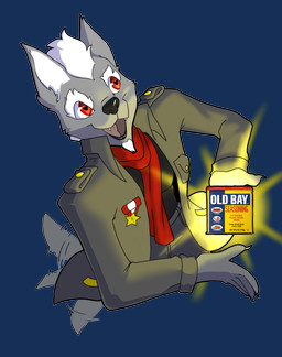 anthro clothed clothed_anthro clothed_male clothing glowing happy heart_eyes heart_symbol male male_anthro military_uniform scarf simple_background solo tail tail_motion tailwag transparent_background uniform acethebigbadwolf mccormick_and_company acethebigbadwolf_(fursona) canid canine canis mammal wolf absurd_res alpha_channel hi_res
