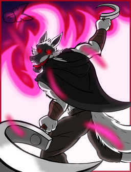anthro arm_tuft arm_wrapping arm_wraps black_sclera bottomwear cheek_tuft cloak clothing dual_holding dual_wielding facial_markings facial_tuft fire fire_background fluffy fluffy_tail fur fuzzy glowing glowing_eyes head_markings head_tuft holding_object holding_weapon looking_at_viewer male markings mask_(marking) narrowed_eyes open_mouth open_smile pants perspective pointing_weapon pointing_weapon_at_viewer poncho posed poster raised_arm red_eyes sharp_teeth sickle smile solo spiky_fur standing tail teeth tuft weapon white_body white_fur wrapped_arms wraps grizzlykubz dreamworks puss_in_boots_(franchise) death_(puss_in_boots) canid canine canis mammal wolf absurd_res hi_res signature wallpaper