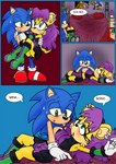 absurd_res anthro archie_comics black_nose blush bodily_fluids breasts clothed clothing comic dialogue english_text eulipotyphlan female green_eyes hair heart_symbol hedgehog herpestid hi_res machine male male/female mammal mina_mongoose mongoose nipple_outline purple_hair raianonzika sega singing sonic_the_hedgehog sonic_the_hedgehog_(archie) sonic_the_hedgehog_(comics) sonic_the_hedgehog_(series) sweat text tongue