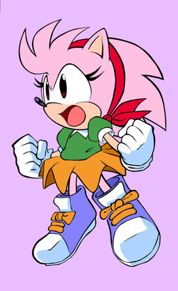 anthro clothed clothing female floating footwear open_mouth pink_body shoes short solo young young_female randomguy999 classic_sonic_(universe) sega sonic_the_hedgehog_(series) classic_amy_rose sonic_the_hedgehog eulipotyphlan hedgehog mammal absurd_res hi_res