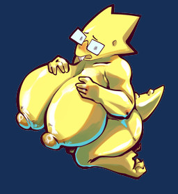anthro areola big_areola big_breasts big_nipples blush breasts eyewear female glasses huge_areola huge_breasts huge_nipples hyper hyper_areola hyper_breasts hyper_nipples kneeling nipples non-mammal_breasts non-mammal_nipples open_mouth rectangular_glasses simple_background solo thick_thighs transparent_background wide_hips yellow_body box_chan undertale_(series) alphys dinosaur prehistoric_species reptile scalie 2023 alpha_channel