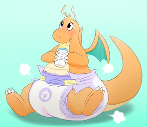 ambiguous_gender antennae_(anatomy) anthro baby_bottle back_wings belly blush claws clean_diaper clothed clothing cloud_emanata diaper diaper_only diaper_puff emanata gradient_background horn looking_up nervous orange_body orange_tail simple_background sitting small_horn solo tail topless two_tone_tail wearing_diaper wings yellow_antennae yellow_belly yellow_tail fang29 nintendo pokemon dragonite generation_1_pokemon pokemon_(species) 2022 absurd_res full-length_portrait hi_res portrait