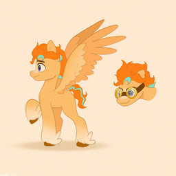 alternate_form blue_eyes blue_mane blue_tail brown_eyebrows brown_hooves closed_smile eyebrows eyewear feathered_wings feathering feathers feral fur furrowed_brow furrowed_eyebrows goggles hooves male male_feral mane mouth_closed multicolored_body multicolored_fur multicolored_mane orange_body orange_fur orange_mane orange_tail orange_wings quadruped short_mane short_tail side_view simple_background smile solo spread_wings tail tan_background two_tone_body two_tone_fur two_tone_mane two_tone_tail wavy_mane wavy_tail wings yellow_eyewear yellow_goggles starburst_uwu hasbro my_little_pony mythology fan_character starburst_(starburst_uwu) equid equine mammal mythological_creature mythological_equine pegasus 1:1 2025 absurd_res colored digital_drawing_(artwork) digital_media_(artwork) hi_res shaded
