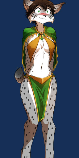 4_toes alternate_species anklet anthro arms_bent bare_arms bare_butt bare_legs bare_thighs belly biped blocky_snout blush blush_lines bodily_fluids bottomwear breasts brown_hair butt cape cheek_tuft chest_tuft claws cleavage clothed clothed_anthro clothed_female clothing clothing_ring collar collarbone countershade_face countershade_fur countershade_neck countershade_tail countershade_torso countershading crotch_lines digitigrade dimple ear_tuft emanata extended_arm extended_leg eyebrow_through_hair eyebrows eyelashes facial_tuft feet female female_anthro fluffy fluffy_tail flustered front_view fur furrification green_eyes grey_body grey_fur grey_spots grey_tail hair head_tuft hindpaw hip_tuft implied_transformation inner_ear_fluff jewelry leaning leaning_backward loincloth looking_ahead markings midriff mouth_closed navel nervous paws pelvic_curtain philtrum pupils ring_(hardware) short_hair short_tail side_boob side_butt simple_background skimpy slim_anthro slim_female slit_pupils small_waist snout solo spots spotted_arms spotted_body spotted_butt spotted_ears spotted_feet spotted_fur spotted_legs spotted_markings spotted_tail standing sweat tail tail_markings toe_claws toes topwear translucent translucent_hair transparent_background tuft v-cut ventral_groove whisker_spots whiskers white_belly white_body white_fur wide_eyed wide_hips conditional_dnp narikusha tom_fischbach twokinds alice_reed felid feline keidran lynx mammal 2025 adobe_photoshop_(artwork) alpha_channel digital_drawing_(artwork) digital_media_(artwork) full-length_portrait hi_res portrait