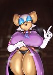 anthro belly big_breasts bodily_fluids breasts clothing cosplay female flashing_panties navel panties panty_shot solo sweat underwear xyaidiot sega sonic_the_hedgehog_(series) rouge_the_bat vanilla_the_rabbit bat mammal hi_res