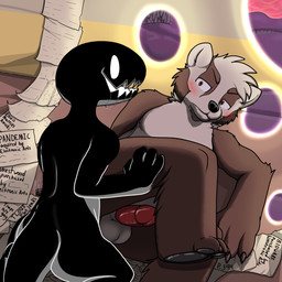 anal anal_penetration annoyed balls bodily_fluids drooling duo genitals hell lying male male/male on_side paper penetration penis portal saliva trashbadger housepets! demon_(housepets!) negabreel_(housepets!) steward_(housepets!) badger mammal mustelid musteline 1:1 hi_res