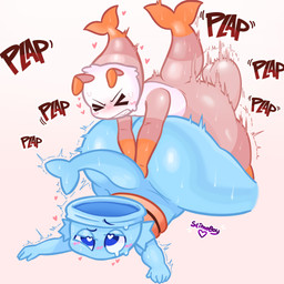 anal anthro anthro_on_anthro anthro_penetrated anthro_penetrating anthro_penetrating_anthro ass_up balls big_balls big_butt blue_body bottomless bubble_butt butt cheek_fins clenched_teeth clothed clothing eye_roll eyes_closed fin fucked_silly fur genitals heart_eyes heart_symbol huge_balls huge_butt huge_thighs male male/male male_penetrated male_penetrating male_penetrating_male onomatopoeia orange_body orange_clothing orange_topwear orange_vest penetration pink_body sex shaking shirt simple_background sound_effects tail tail_fin tail_grab teeth text thick_thighs thrusting topwear trembling vest white_background white_body white_clothing white_fur white_shirt white_topwear slimoboy blushcrunch_studio dandy's_world roblox finn_(dandy's_world) shrimpo_(dandy's_world) aquatic arthropod crustacean shrimp toon_(dandy's_world) 1:1 hi_res