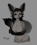 anthro black_nose breasts featureless_breasts featureless_crotch female fur hair looking_at_viewer simple_background solo ais05 paledrake helena_(paledrake) bat-eared_fox canid canine fox mammal 2022 5:6 digital_media_(artwork) hi_res