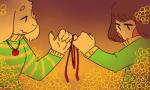 5_fingers anthro clothed clothing duo fingers flower fur gradient_background heart_locket heart_symbol pinky_promise pinky_swear plant red_string_of_fate simple_background sweater tan_body tan_skin topwear white_body white_fur 2bruza undertale undertale_(series) asriel_dreemurr chara_(undertale) boss_monster_(undertale) bovid caprine goat human mammal 2018 hi_res