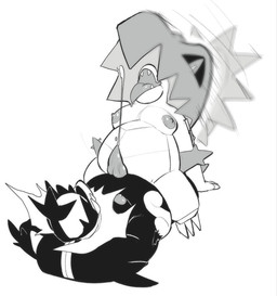 anal anal_orgasm anal_penetration animal_genitalia animal_penis anthro black_white_body bodily_fluids breasts crocodilian_penis crossed_arms cum cum_in_ass cum_inside cum_while_penetrated duo ejaculating_prey ejaculating_while_penetrating ejaculation feral genital_fluids genitals hands-free lying male male/male nipples orgasm overweight penetration penis riding sex sitting slightly_chubby slutty_face hidronics nintendo pokemon pokemon_legends_z-a alligator alligatorid crocodile crocodilian emboar feraligatr generation_2_pokemon generation_5_pokemon generation_9_pokemon humanoid mammal mega_emboar mega_evolution mega_feraligatr pokemon_(species) reptile scalie suid suine sus_(pig) wild_boar hi_res sketch