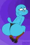 anthro blue_body butt clothing female footwear high_heels leggings legwear mature_female shoes solo thong toony underwear jigglytoons snailbail22 cartoon_network the_amazing_world_of_gumball nicole_watterson felid feline mammal hi_res