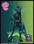 alternate_species alternative_fashion belt boots clothing dress female footwear goth horn humanoidized insect_wings j-fashion leather shoes smile solo style_emulation visual_kei wings nemoturunen equestria_girls friendship_is_magic hasbro mattel monster_high my_little_pony queen_chrysalis_(eg) animal_humanoid arthropod changeling equid equid_humanoid equine equine_humanoid humanoid mammal mammal_humanoid hi_res