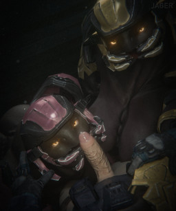 anthro armor big_breasts black_background black_body black_clothing black_gloves black_handwear bodily_fluids breasts clothing erection female female_anthro ffm_threesome first_person_view genital_fluids genitals gloves glowing glowing_eyes group handwear headgear helmet huge_breasts human_on_anthro human_pov imminent_oral imminent_sex interspecies looking_at_viewer low-angle_view male male/female male_human male_pov penis precum pupils simple_background slit_pupils trio vein veiny_penis xenophilia yellow_sclera jaeger3d chocoscorner_(modeler) halo_(series) microsoft xbox_game_studios alien human mammal sangheili 3d_(artwork) 5:6 absurd_res digital_media_(artwork) hi_res watermark